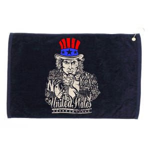 Uncle Sam I Want You 4th of July USA Mashup Grommeted Golf Towel