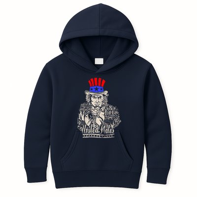 Uncle Sam I Want You 4th of July USA Mashup Kids Hoodie