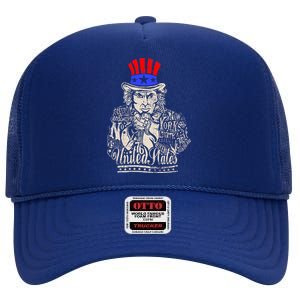 Uncle Sam I Want You 4th of July USA Mashup High Crown Mesh Back Trucker Hat