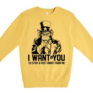 Uncle Sam I Want You To Save 6 Feet Away From Me Premium Crewneck Sweatshirt