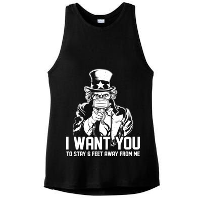 Uncle Sam I Want You To Save 6 Feet Away From Me Ladies PosiCharge Tri-Blend Wicking Tank