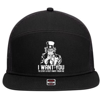 Uncle Sam I Want You To Save 6 Feet Away From Me 7 Panel Mesh Trucker Snapback Hat