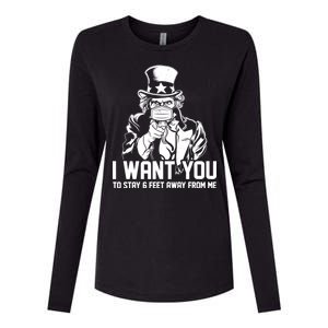 Uncle Sam I Want You To Save 6 Feet Away From Me Womens Cotton Relaxed Long Sleeve T-Shirt