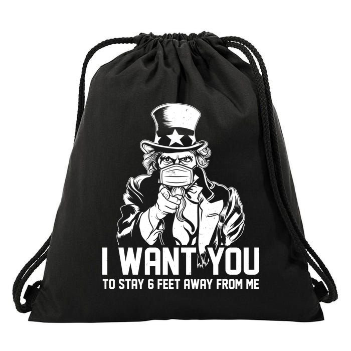 Uncle Sam I Want You To Save 6 Feet Away From Me Drawstring Bag