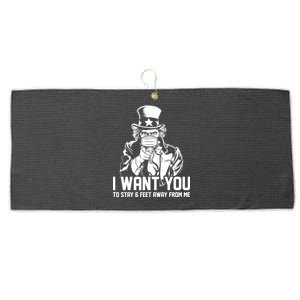 Uncle Sam I Want You To Save 6 Feet Away From Me Large Microfiber Waffle Golf Towel