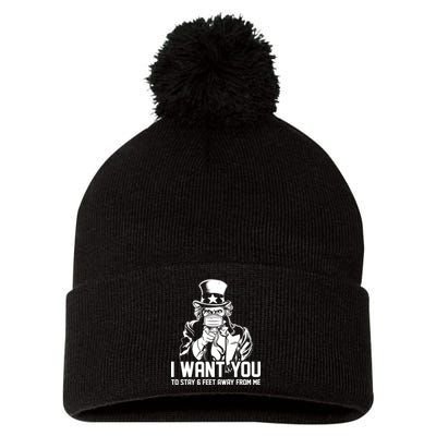 Uncle Sam I Want You To Save 6 Feet Away From Me Pom Pom 12in Knit Beanie