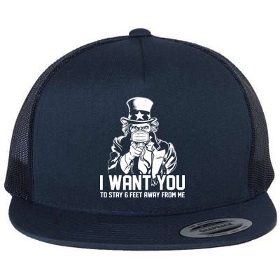 Uncle Sam I Want You To Save 6 Feet Away From Me Flat Bill Trucker Hat