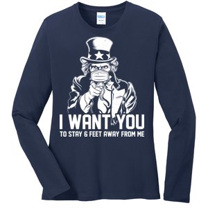 Uncle Sam I Want You To Save 6 Feet Away From Me Ladies Long Sleeve Shirt