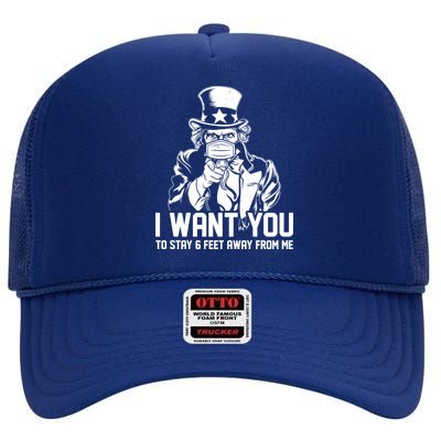 Uncle Sam I Want You To Save 6 Feet Away From Me High Crown Mesh Back Trucker Hat