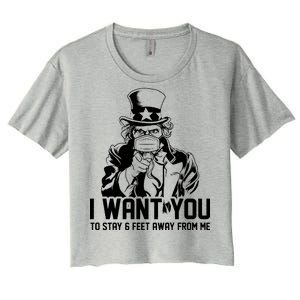 Uncle Sam I Want You To Save 6 Feet Away From Me Women's Crop Top Tee