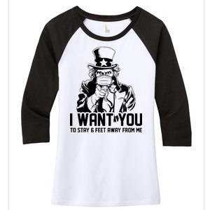 Uncle Sam I Want You To Save 6 Feet Away From Me Women's Tri-Blend 3/4-Sleeve Raglan Shirt