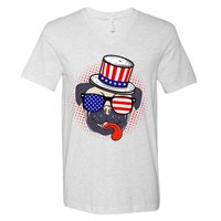 Uncle Sam Pug V-Neck T-Shirt