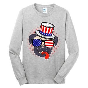 Uncle Sam Pug Tall Long Sleeve T-Shirt