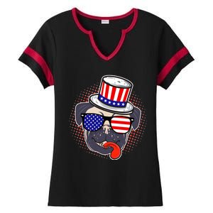 Uncle Sam Pug Ladies Halftime Notch Neck Tee