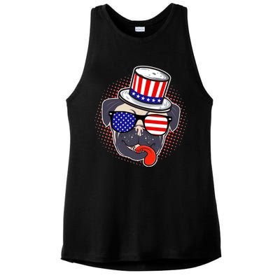 Uncle Sam Pug Ladies PosiCharge Tri-Blend Wicking Tank