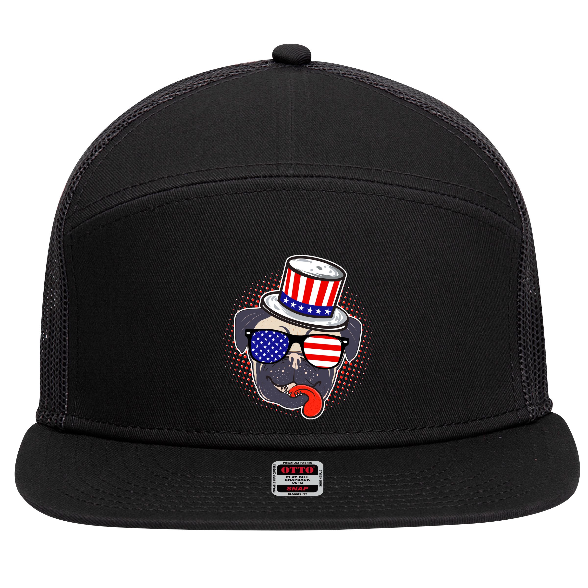 Uncle Sam Pug 7 Panel Mesh Trucker Snapback Hat