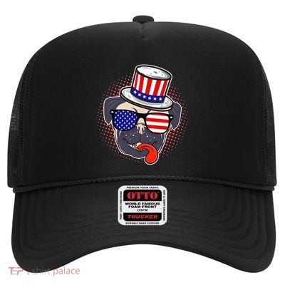 Uncle Sam Pug High Crown Mesh Back Trucker Hat