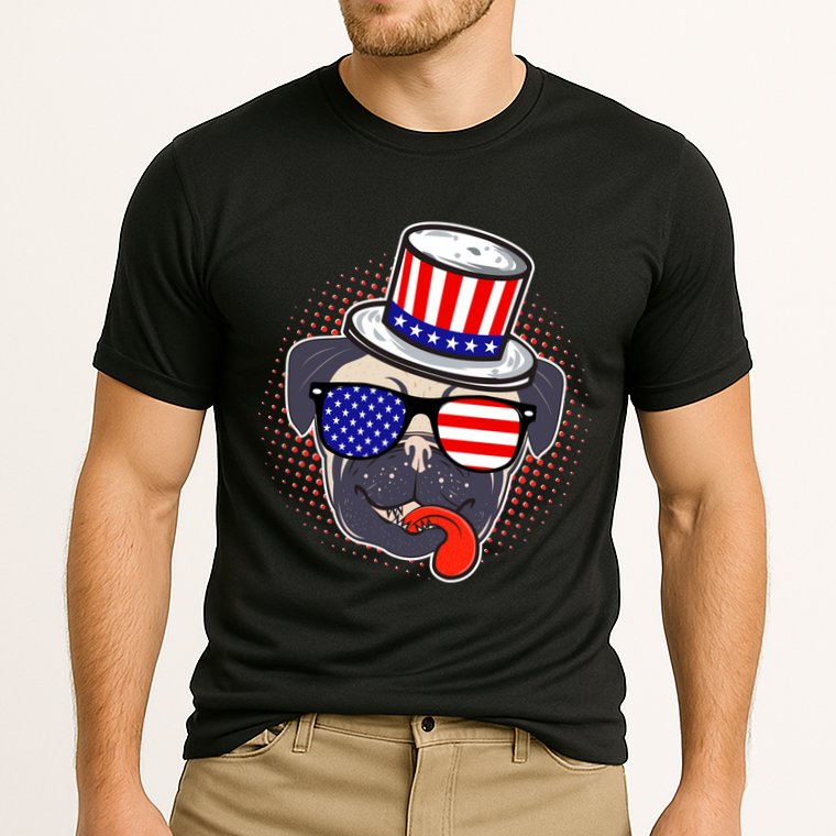 Uncle Sam Pug Cooling Performance Crew T-Shirt