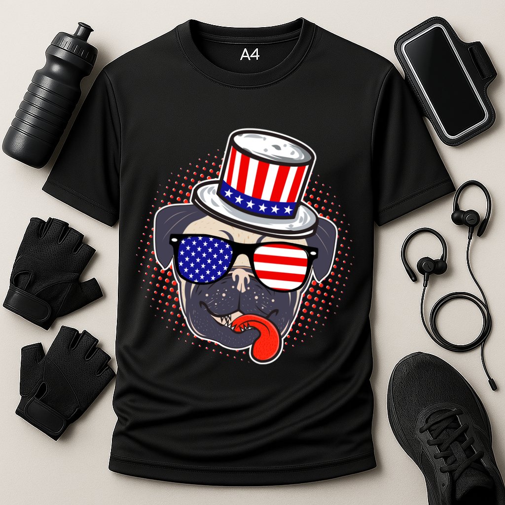 Uncle Sam Pug Cooling Performance Crew T-Shirt