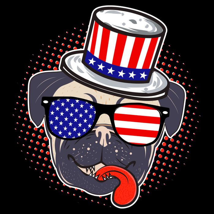 Uncle Sam Pug Drawstring Bag