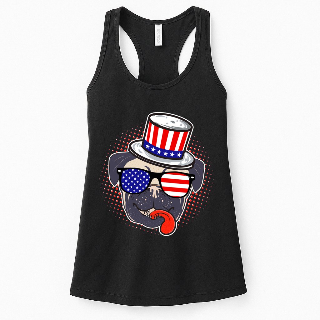 Uncle Sam Pug Womens Tank Top