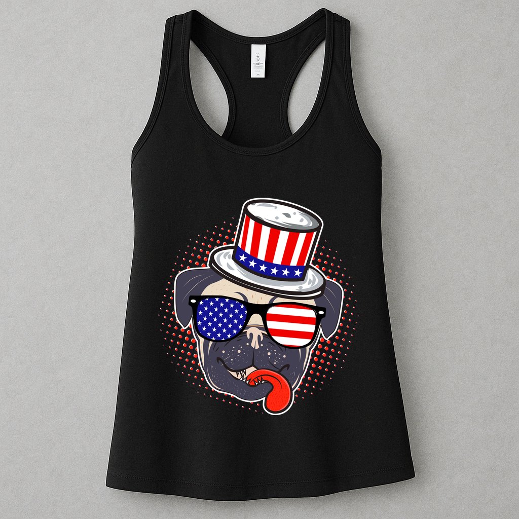 Uncle Sam Pug Womens Tank Top