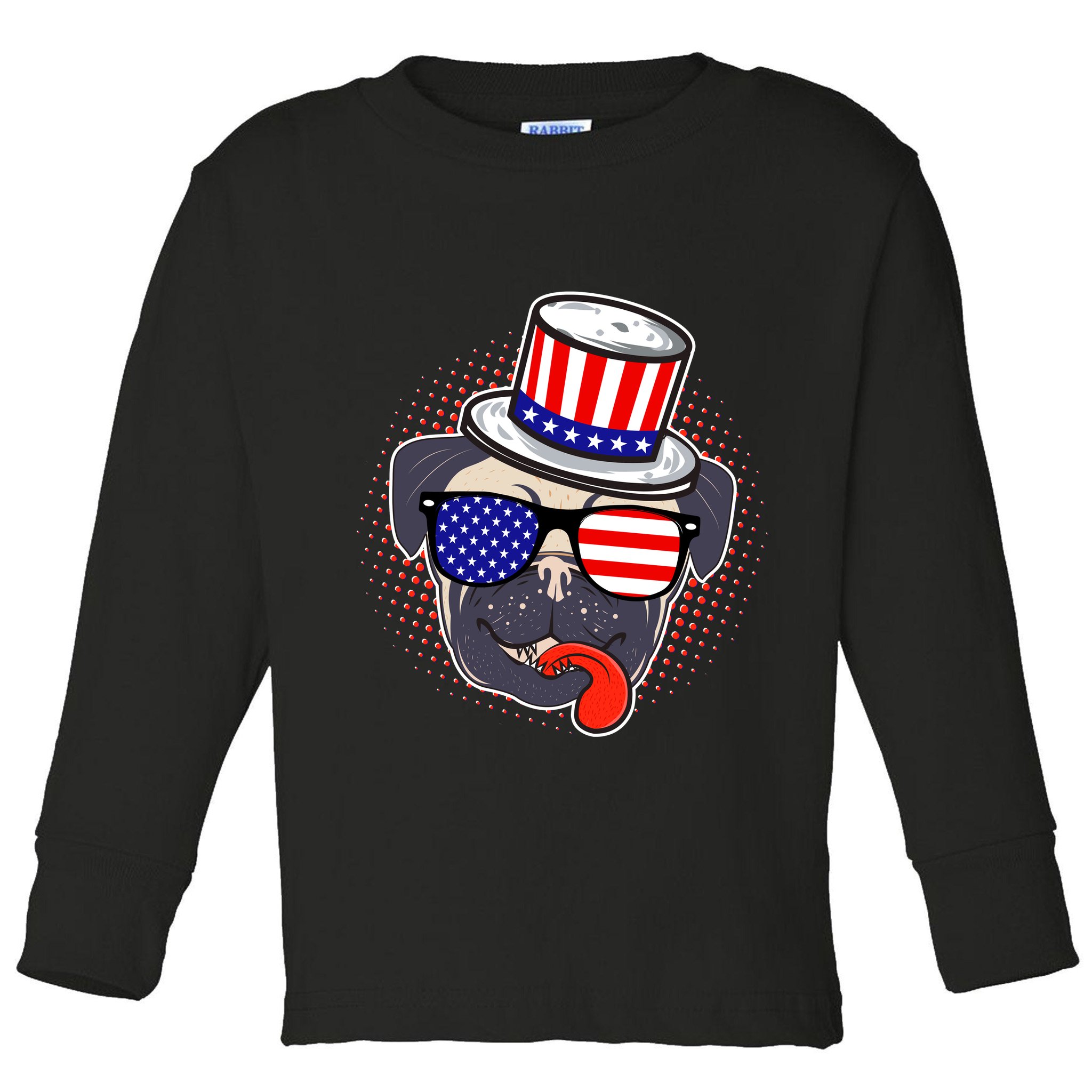 Uncle Sam Pug Toddler Long Sleeve Shirt