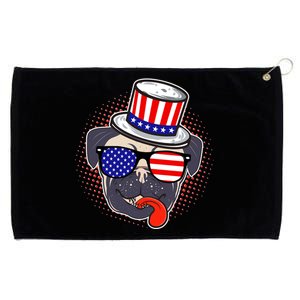 Uncle Sam Pug Grommeted Golf Towel