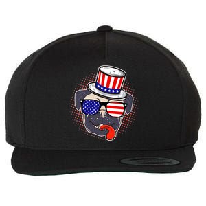 Uncle Sam Pug Wool Snapback Cap