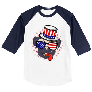 Uncle Sam Pug Baseball Sleeve Shirt