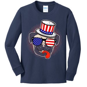 Uncle Sam Pug Kids Long Sleeve Shirt