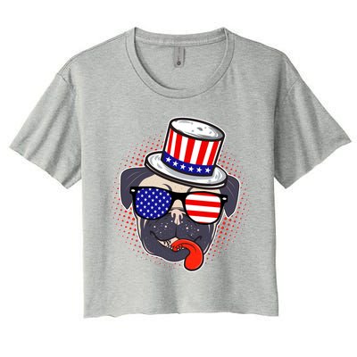 Uncle Sam Pug Women's Crop Top Tee