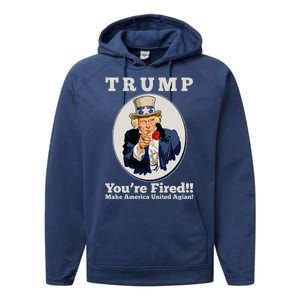 Uncle Sam Trump You're Fired Make America United Again Performance Fleece Hoodie