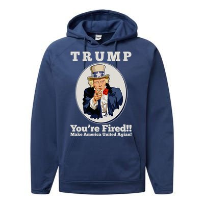 Uncle Sam Trump You're Fired Make America United Again Performance Fleece Hoodie