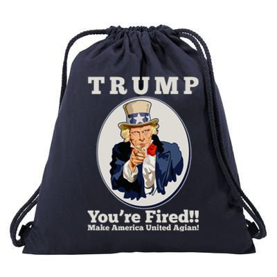 Uncle Sam Trump You're Fired Make America United Again Drawstring Bag