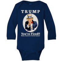 Uncle Sam Trump You're Fired Make America United Again Baby Long Sleeve Bodysuit