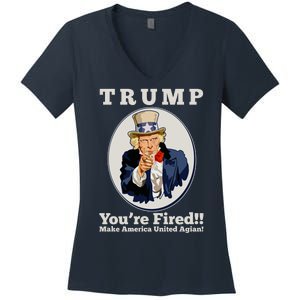 Uncle Sam Trump You're Fired Make America United Again Women's V-Neck T-Shirt