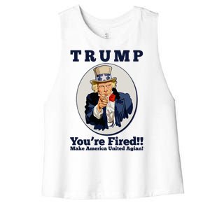 Uncle Sam Trump You're Fired Make America United Again Women's Racerback Cropped Tank