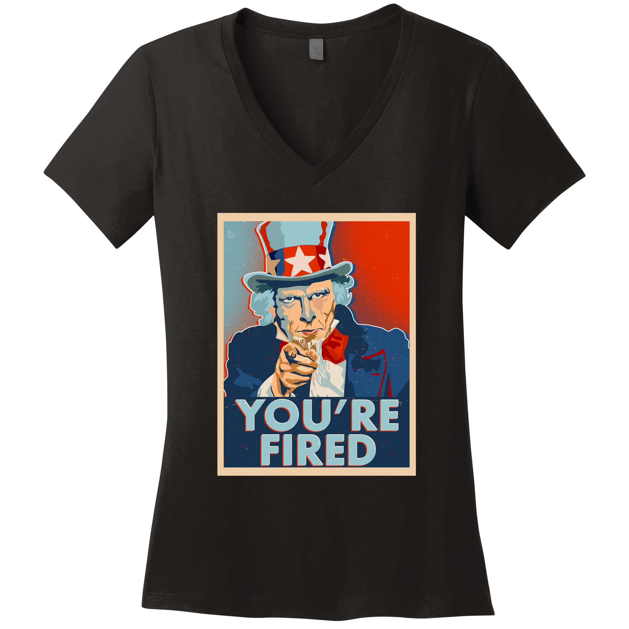 Uncle Sam Trump You're Fired Poster Women's V-Neck T-Shirt