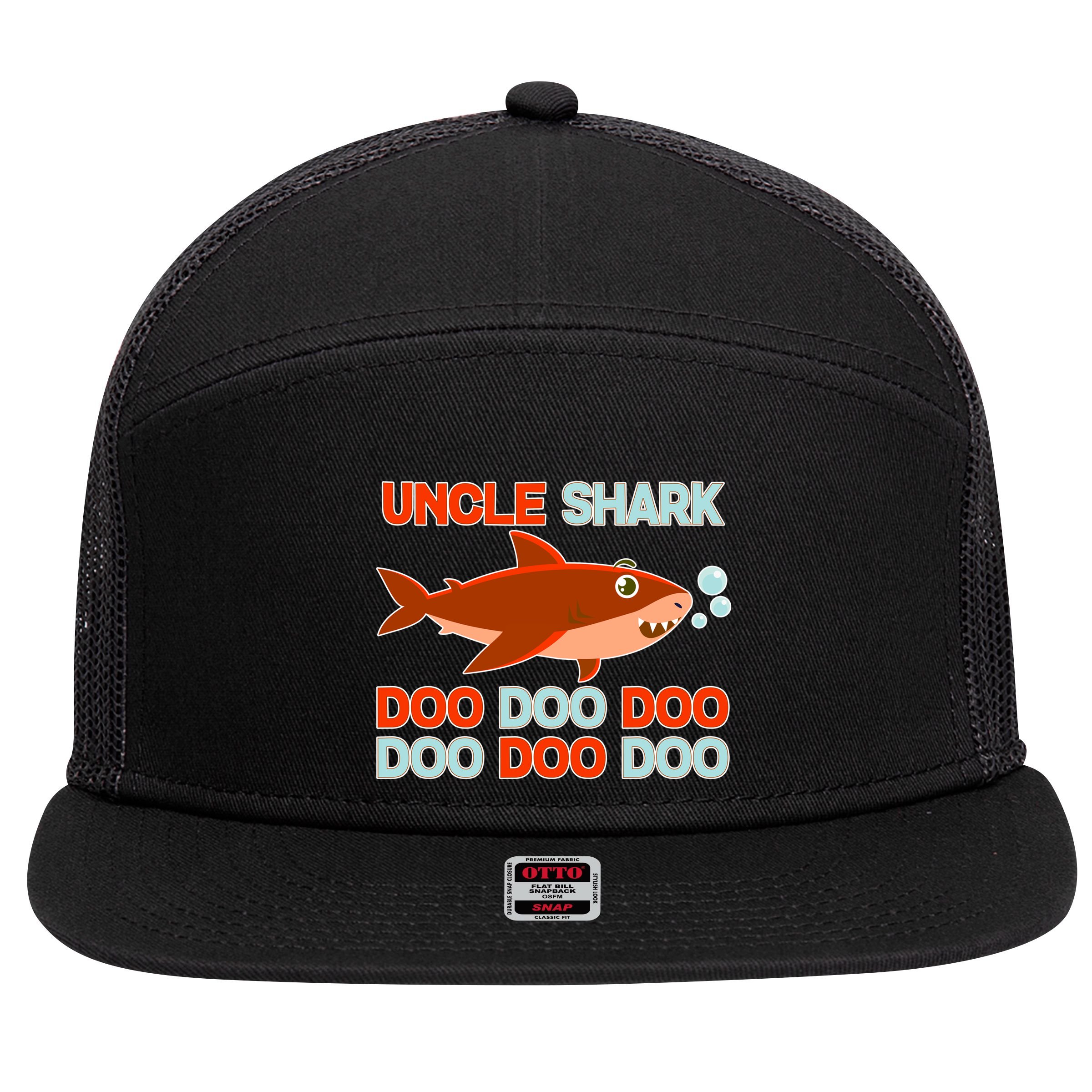 Uncle Shark Doo Doo Doo 7 Panel Mesh Trucker Snapback Hat