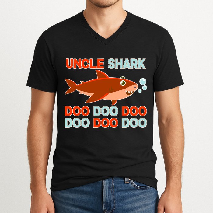 Uncle Shark Doo Doo Doo V-Neck T-Shirt