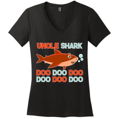 Uncle Shark Doo Doo Doo Women's V-Neck T-Shirt