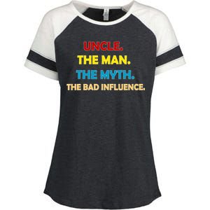 Uncle The Man Myth Legend The Bad Influence Enza Ladies Jersey Colorblock Tee