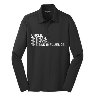 Uncle The Man The Myth The Bad Influence Silk Touch Performance Long Sleeve Polo