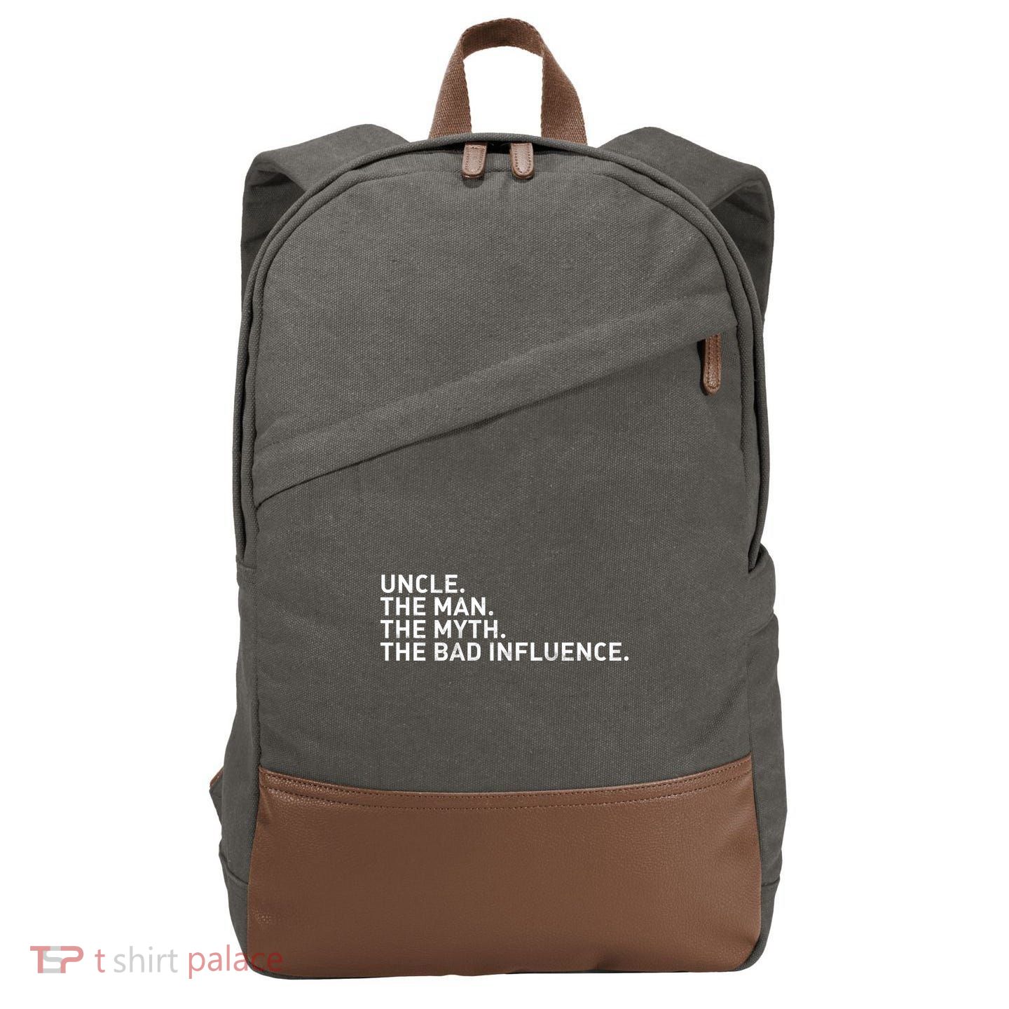 Uncle The Man The Myth The Bad Influence Cotton Canvas Backpack