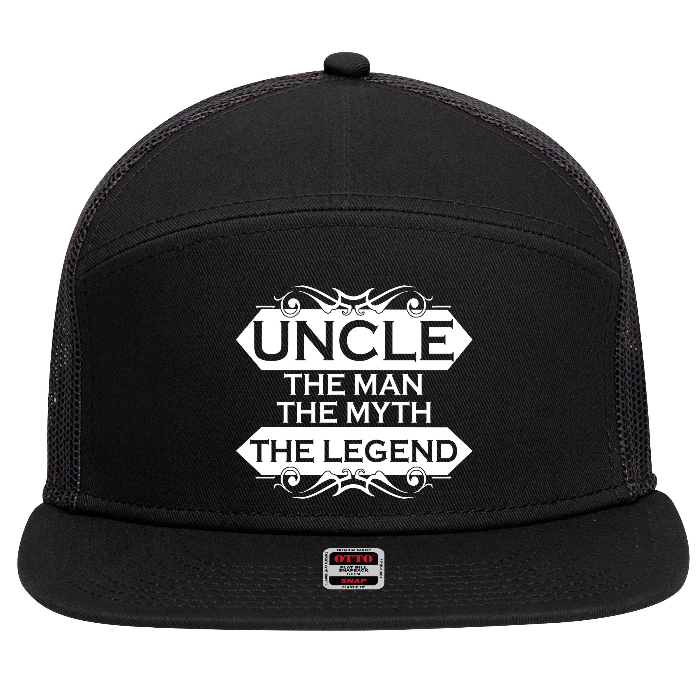 Uncle The Man The Myth The Legend 7 Panel Mesh Trucker Snapback Hat
