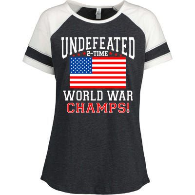 Undefeated 2-Time World War Champs Enza Ladies Jersey Colorblock Tee