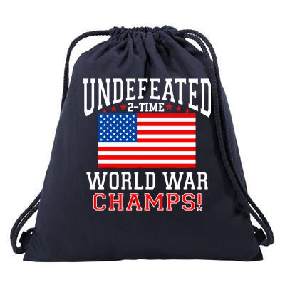 Undefeated 2-Time World War Champs Drawstring Bag