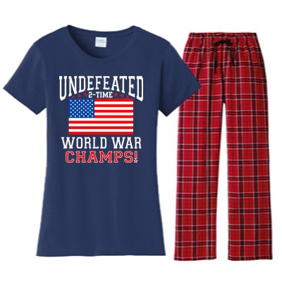 Undefeated 2-Time World War Champs Women's Flannel Pajama Set