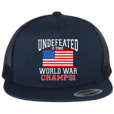 Undefeated 2-Time World War Champs Flat Bill Trucker Hat